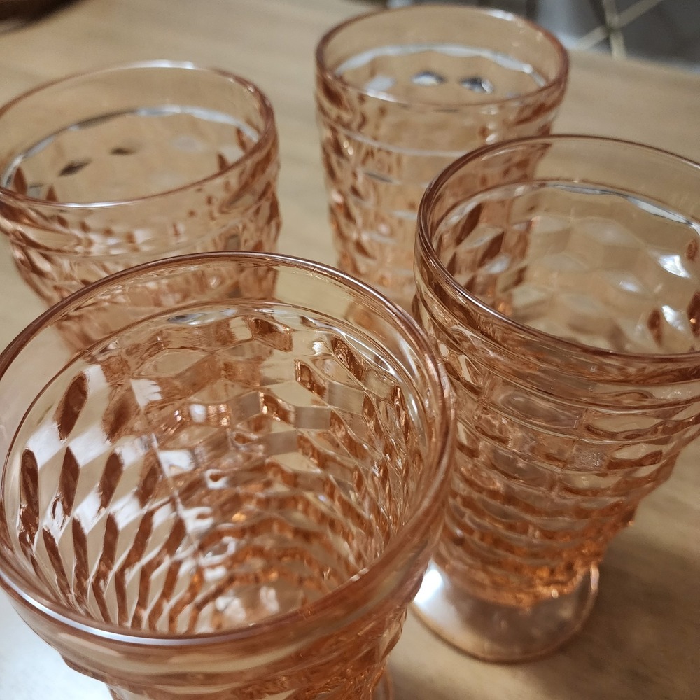 Colony Whitehall Peach Iced Tea Vintage Pink Cubist Tumbler Set Of 4 - Picture 5 of 8